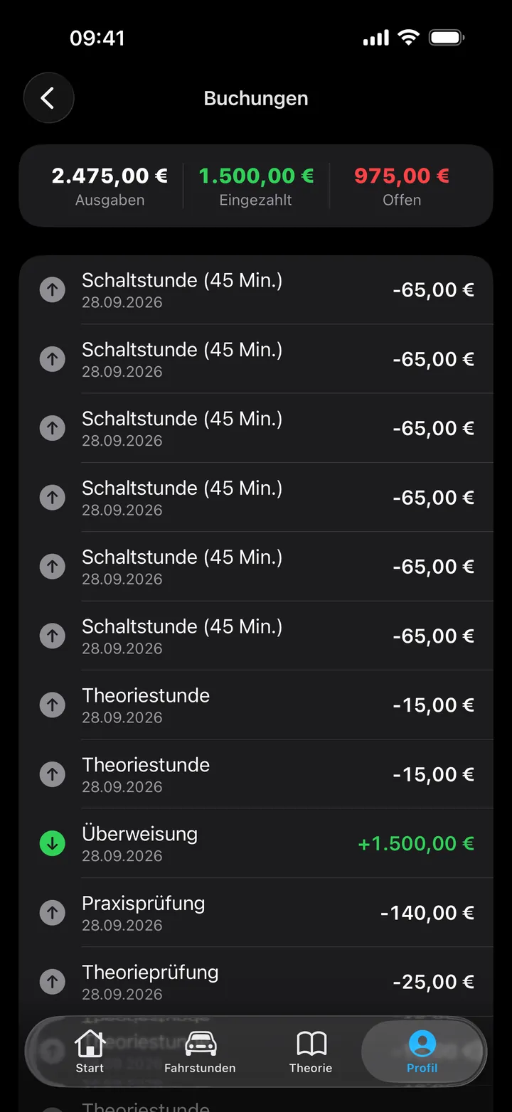 Konto mit allen Buchungen